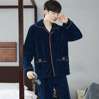 Buy ck223 Autumn And Winter Flannel Men&#39;s Pajamas Men&#39;s Lapel Cardigan