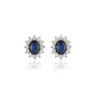 Buy a-pair-of-ear-studs Sapphire Necklace Suit Fashion SUNFLOWER Zircon Stud Earrings