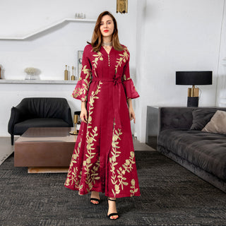 Women's Fashion Mesh Embroidered Robe Dress