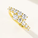 New 925 Silver Double-layer Round Diamond Simulation Diamond Open Row Ring