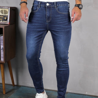 Buy dark-blue Men&#39;s Fashion Casual Stretch Skinny Jeans