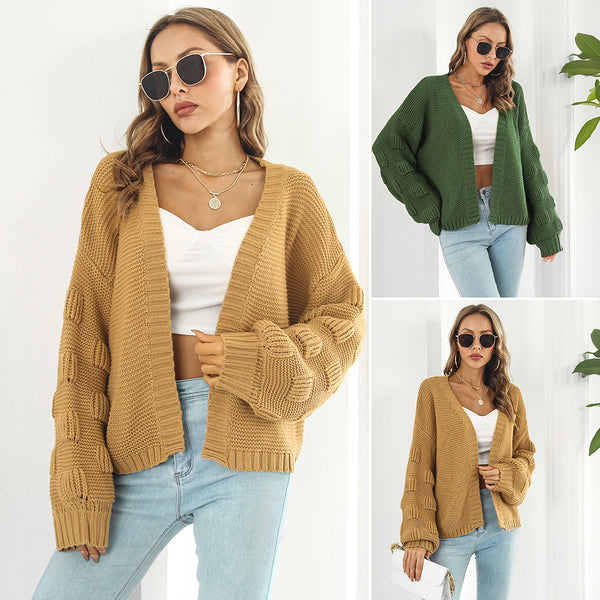 Women's Puff Sleeve Cardigan Sweater