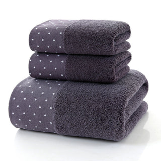 Buy blue-circular-dots Cotton Three-piece Towel Veneer Cloth Thickened Hotel Bath Towel Embroidery