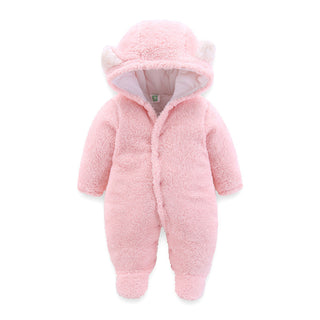 Buy pink Winter Baby Jumpsuit Newborn Warm Thick Baby Romper