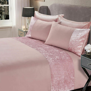 Buy pink Pressed velvet panel duvet cover