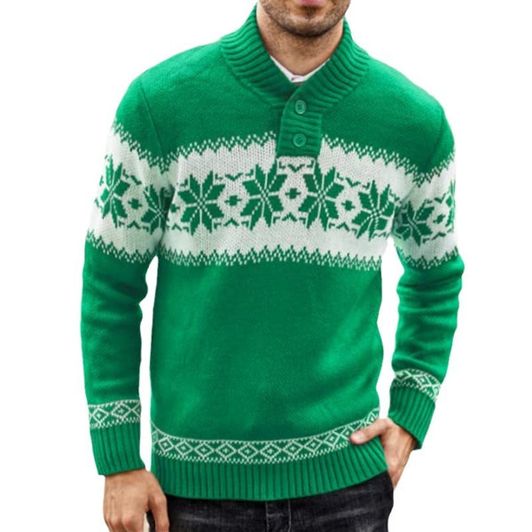 Men's Long Sleeve Christmas Jacquard Knitted Sweater