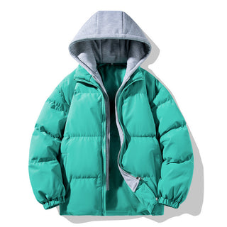 Buy lake-blue Men&#39;s High-grade Coat Fake Two-piece Thickened Warm