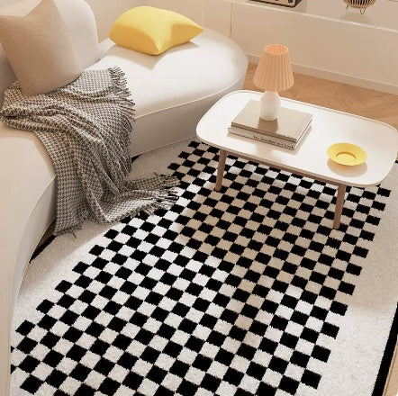 Living Room Carpet Checkerboard Bedroom Floor Cushion Sofa Coffee Table Blanket Dirt Resistant