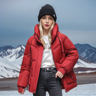 Buy red Women Loose Thick Cotton Winter Jacket
