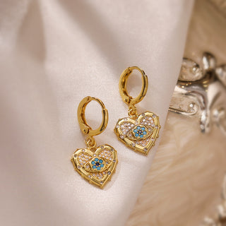 Buy 44737-style Fashion Jewelry Personality Copper Plated Real Gold Heart-shaped Zircon Pendant Necklace And Earrings Suite