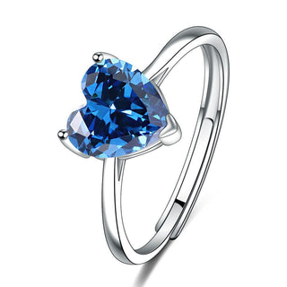 Buy blue-ring Female Personality Creative Zircon Heart-shaped Pendant Chain Three-piece Suit