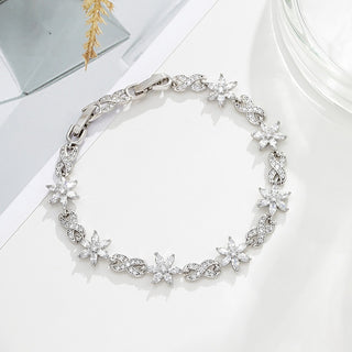 Buy silver Sweet Delicate Flower Stitching Loop Bracelet Female Ins Style
