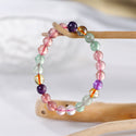 Natural Strawberry Quartz Round Beads Single Circle Bracelet Rainbow Color