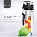 Sport Bottle 1000Ml Bpa Free Fruit Infuser Water Bottle Juice Shaker Sports Lemon Water Bottle Fitness Sport Fruit Drinking Bottles For Girl Black