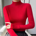 Warm Long Sleeves Knitted Half Turtleneck Women's Base Shirt