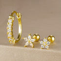 Gold Plated Diamond Earrings Micro Inlaid Zircon