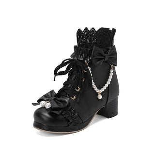 Buy black Sweet Bow Beaded Women&#39;s Boots