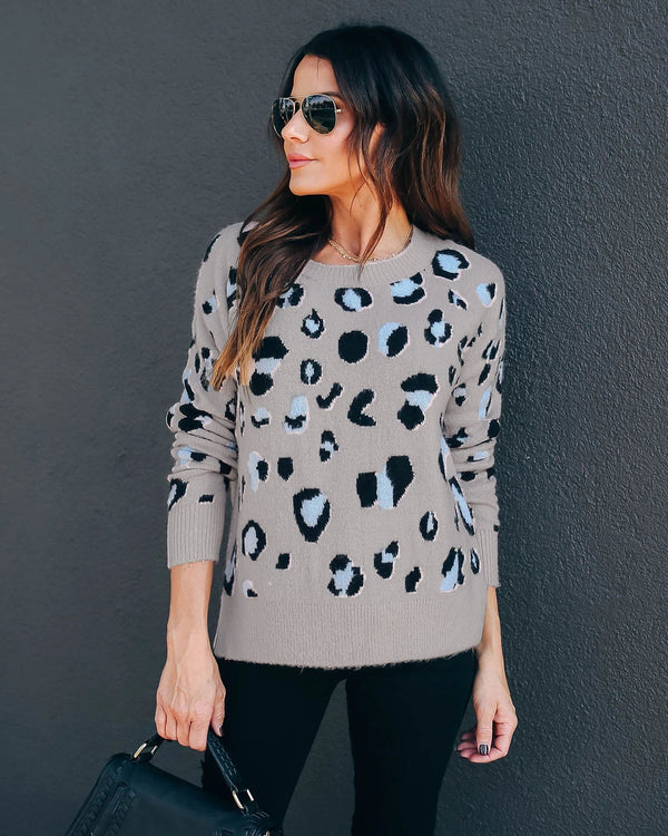 Women's Sweater Leopard Print Knitwear Base Clothing Sweater