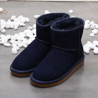 Buy navy-blue Women&#39;s Snow Short Flat Bottom Fleece-lined Cotton Boots