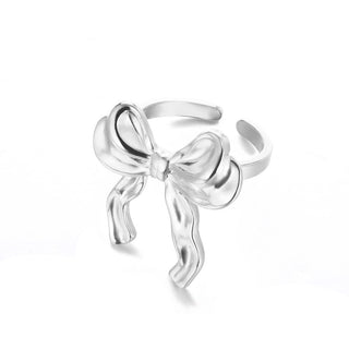 Buy 6092-white-gold-color New 18K Gold Stainless Steel Bow Ring