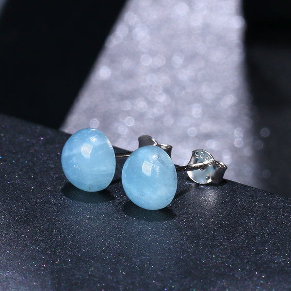 Women's Natural Aquamarine Matching Ear Studs