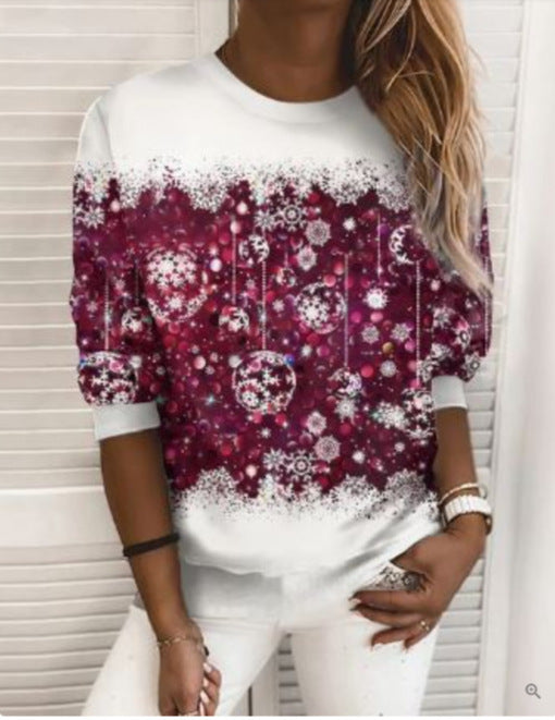 Snowflake Women's Sweater Printed Pullover