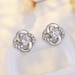 Buy white-gold-color Fashion Zircon Stud Earrings Women&#39;s Windmill