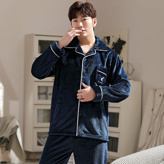 Buy ck208 Autumn And Winter Flannel Men&#39;s Pajamas Men&#39;s Lapel Cardigan