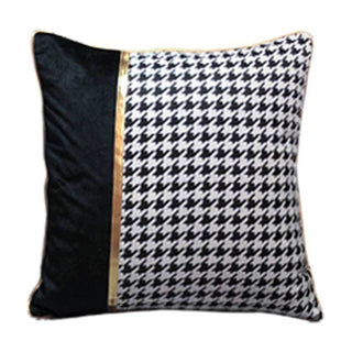 Buy black-square-pillow-a Houndstooth Sofa Cushion Light Luxury Style Four General Purpose