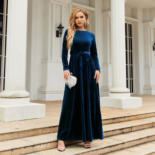 Buy navy-blue Women's Long Sleeve Elegant Dress