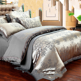 Buy fascinating Ice Silk Jacquard European Luxury High-end Linen And Cotton Bedding Set