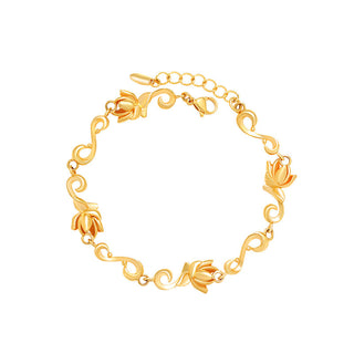 Buy 24k-gold-plated Alloy Plated Gloden Lotus Bracelet Girls High Sense Niche Retro