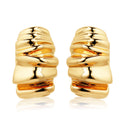 European And American Wind Net Red Brass Striped Shell Thread Pleated Ear Studs