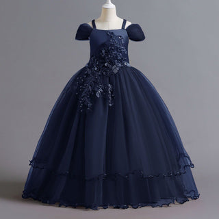 Buy dark-blue Girls Dress Summer Dress Western Style