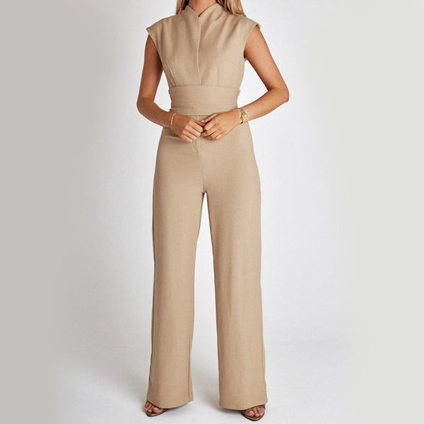 Elegant Tailored Sleeveless Wide-Leg Jumpsuit