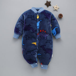 Buy blue-dinosaur Autumn Winter Thickened Baby Clothes