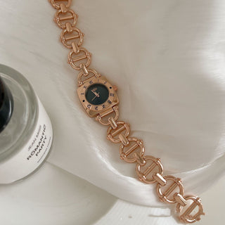 Buy rose-gold-black-surface Retro Small Square Personality Chain Watch