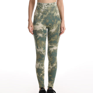 Buy dark-green Women Tie Dye Leggings Fitness Yoga Pants