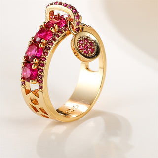 Buy gold-rose-red New Retro Disc Ring Personality Retro