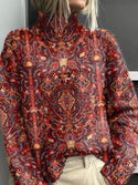 Christmas Abstract Printing Casual Cloak Coat Cardigan Sweater