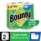 Bounty Paper Towels Select-A-Size White, 2 Triple Rolls, 123 Sheets per Roll