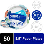Dixie Disposable Paper Plates, 8.5", Multi-Color, 50 Count