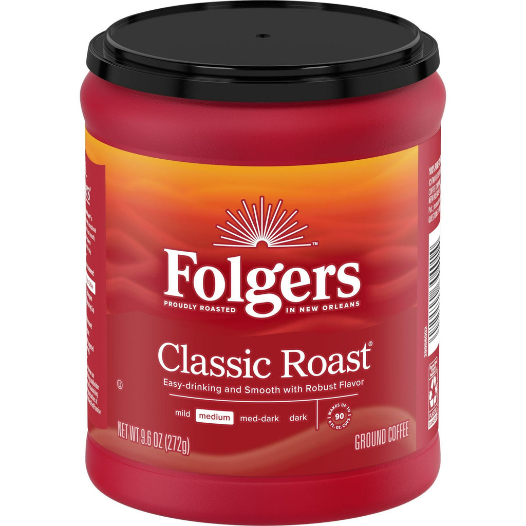 Folgers Classic Roast Ground Coffee, Medium Roast, 9.6 oz Canister