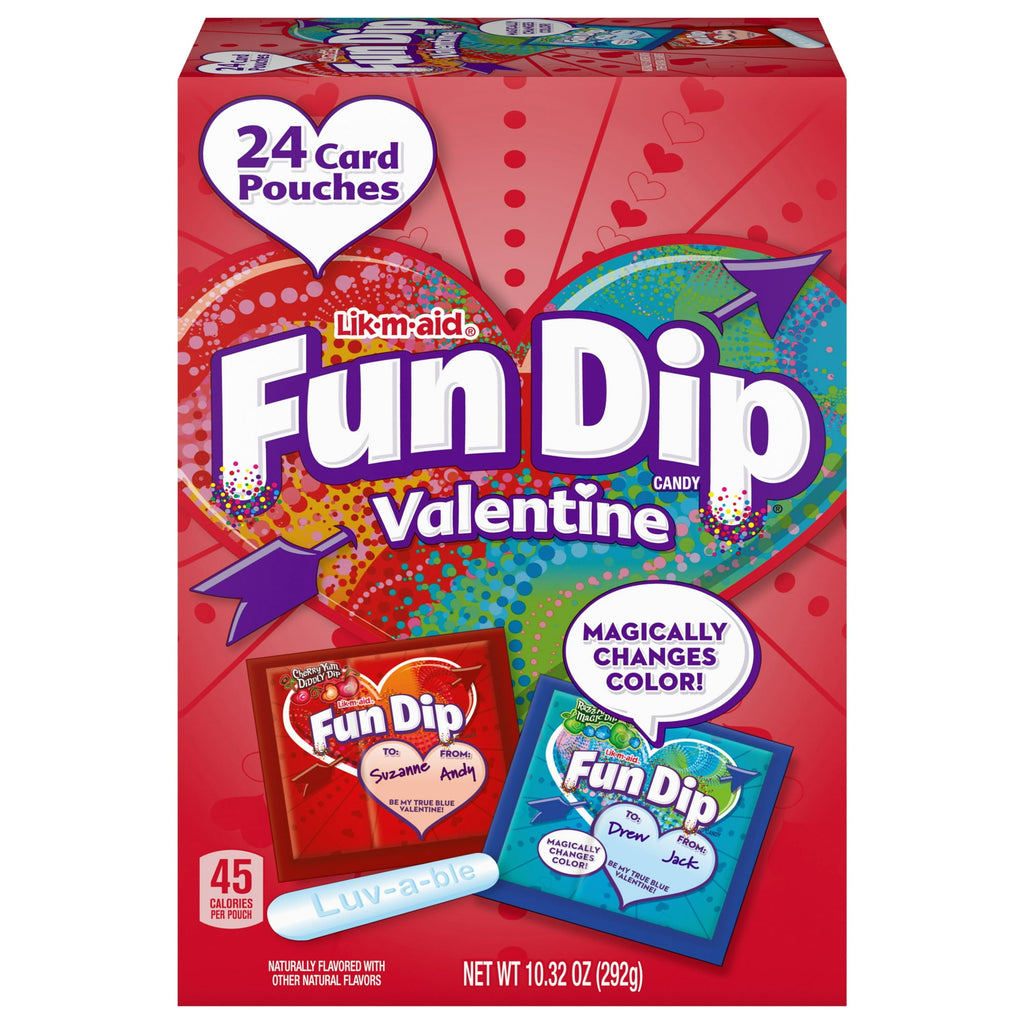 Fun Dip Valentines Day Candy Friendship Exchange Variety Box, 10.32 oz, 24 Pouches