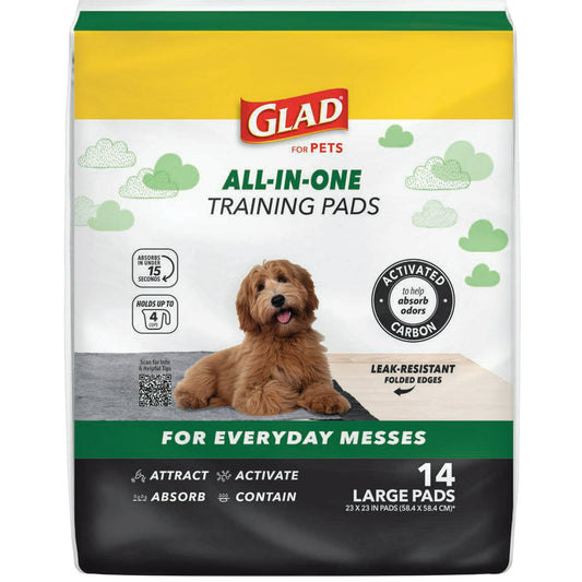 Glad Activated Charcoal Leak-Resistant Training Pads for Dogs, 23in x 23in, 14 Count