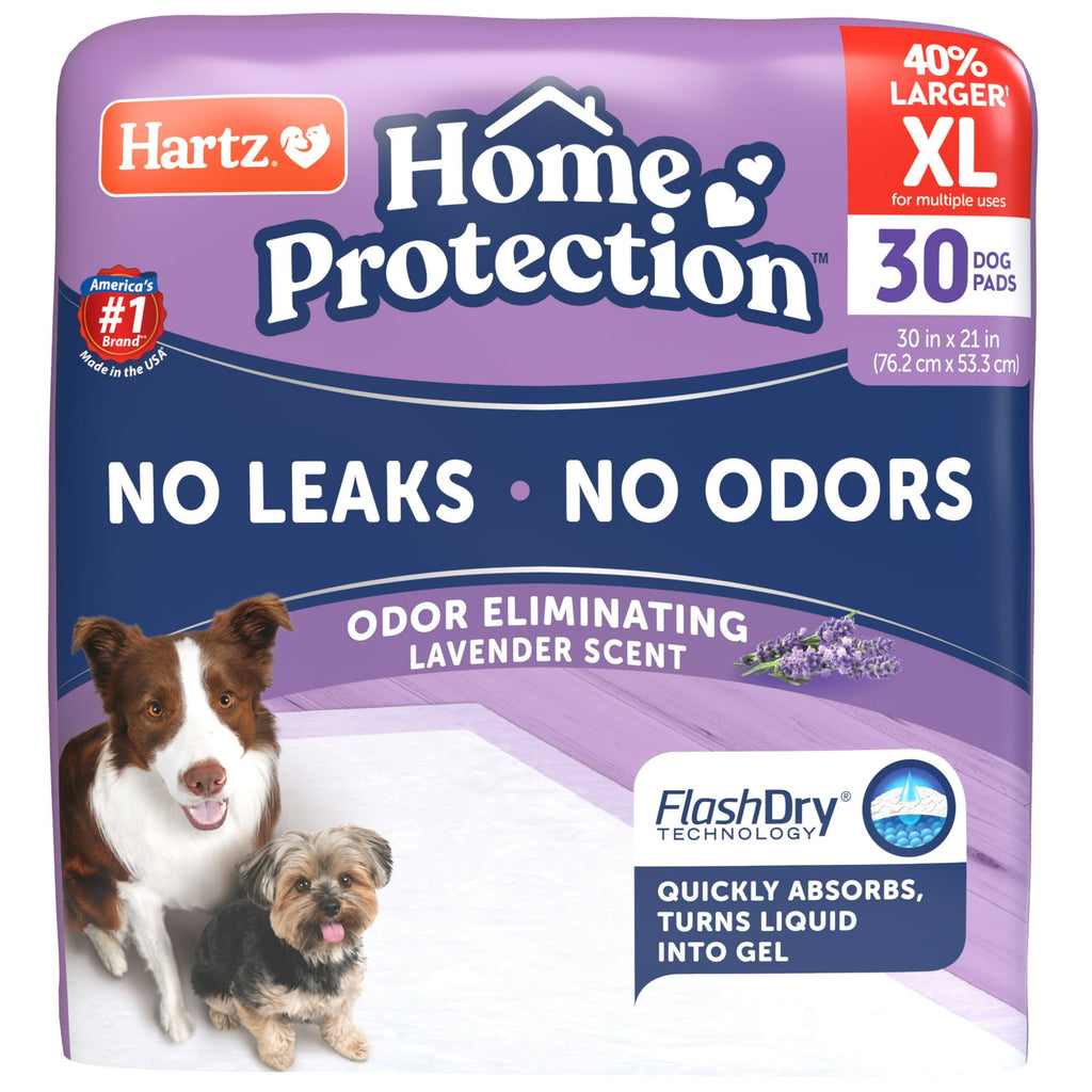 Hartz Home Protection Lavender Scent Odor-Eliminating Dog Pads, XL, 30 in x 21 in, 30ct