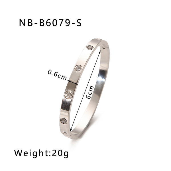 Zircon Titanium Steel Electroplated Bracelet