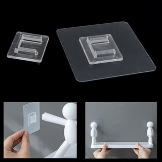 1P2R Little Man Storage Rack Patch Hook Buckle Toilet Kitchen Wall Traceless Punch-free Buckle Adhesive Suction Cup