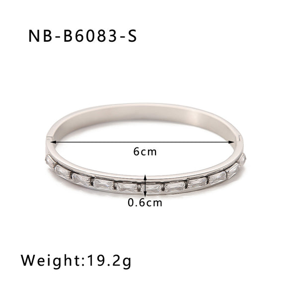 Zircon Titanium Steel Electroplated Bracelet