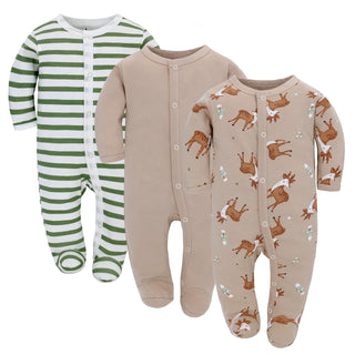 Buy apricot-deer-stripes Baby Jumpsuit Long Sleeve Romper